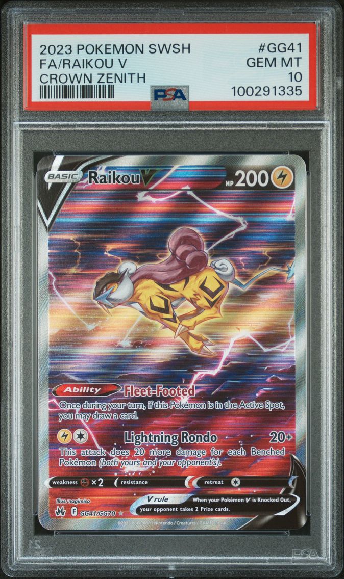 2023 #GG41 Full Art/Raikou V PSA 10 Sword and Shield Crown Zenith Pokemon