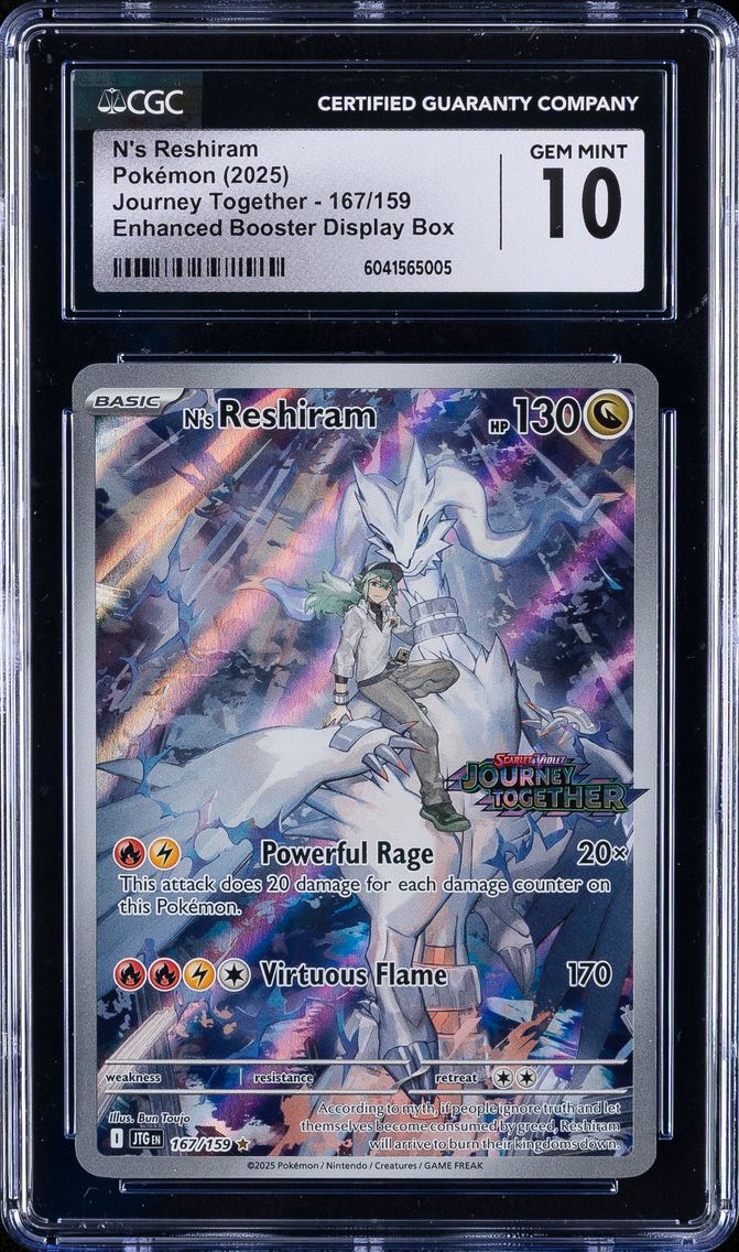 2025 #167 N's Reshiram 2025 CGC 10 Gem Mint JOURNEY TOGETHER POKEMON
