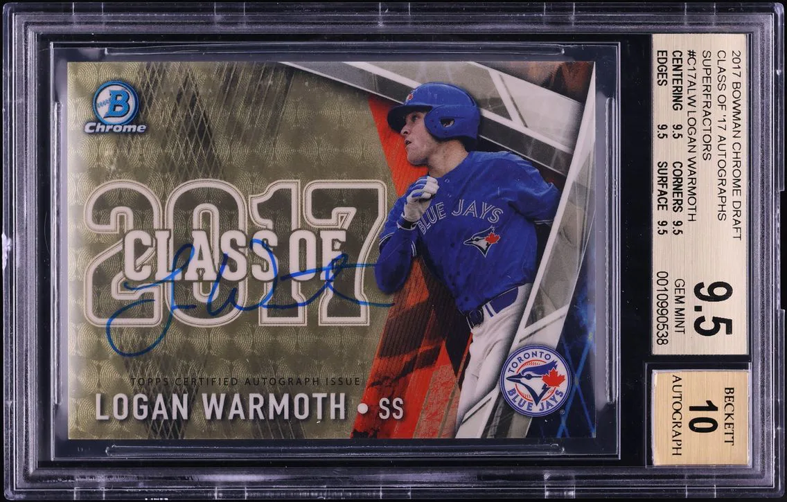 2017 #C17ALW Logan Warmoth BGS 9.5 Bowman Chrome Draft Class of '17 Autographs Superfractors