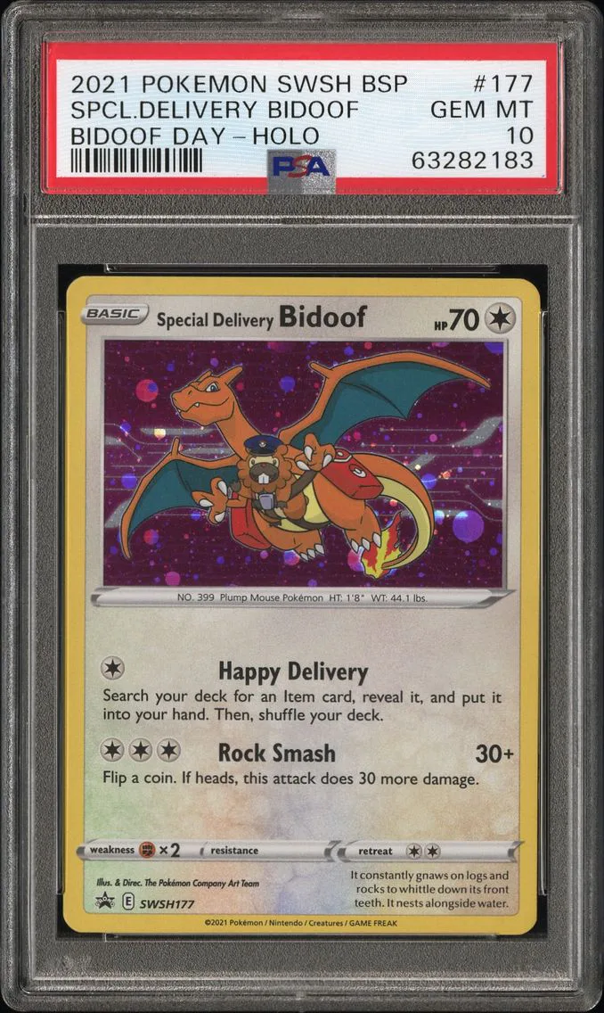 2021 #177 Special Delivery Bidoof-Holo PSA 10 Swsh Black Star Promo