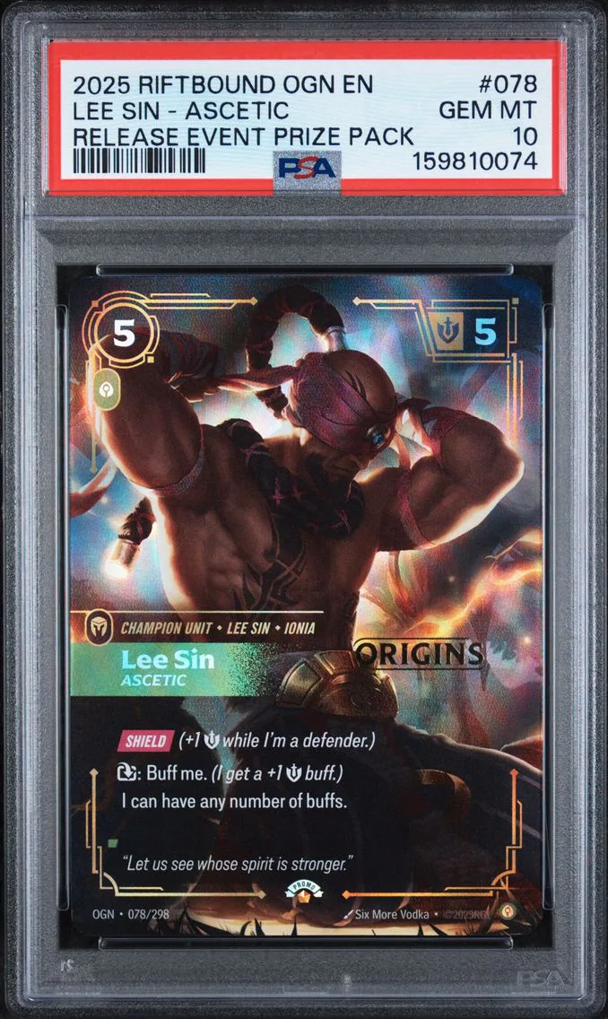 2025 #078 Lee Sin - Ascetic PSA 10 Riftbound: League of Legends Ogn-Origins