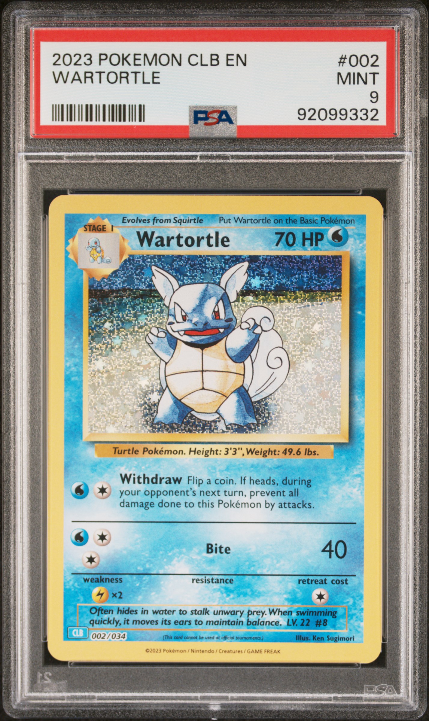 2023 #002 Wartortle PSA 9 Clb-Trading Card Game Classic Blastoise & Suicune Ex Deck