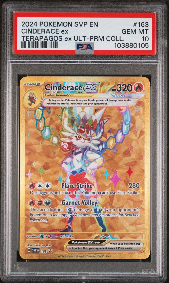 2024 #163 CINDERACE EX PSA 10 POKEMON SVP EN-SV BLACK STAR PROMO | TERAPAGOS ex ULTRA-PREMIUM COLLECTION