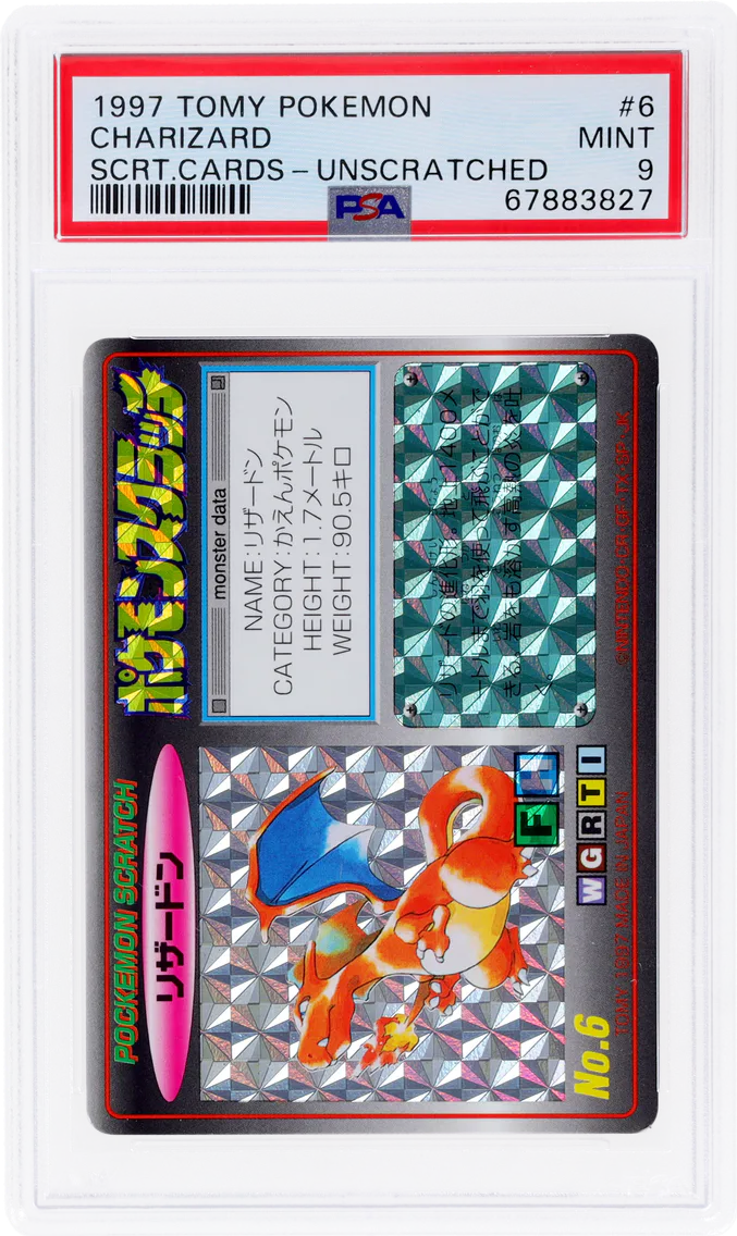 1997 #6 TOMY SCRATCH CARDS JAPANESE UNSCRATCHED PRISM CHARIZARD PSA 9 POKEMON