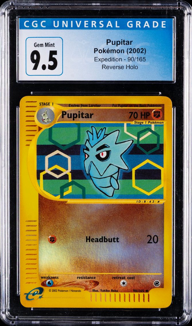 2002 #90 Pupitar-Reverse Foil CGC 10 Expedition Pokemon