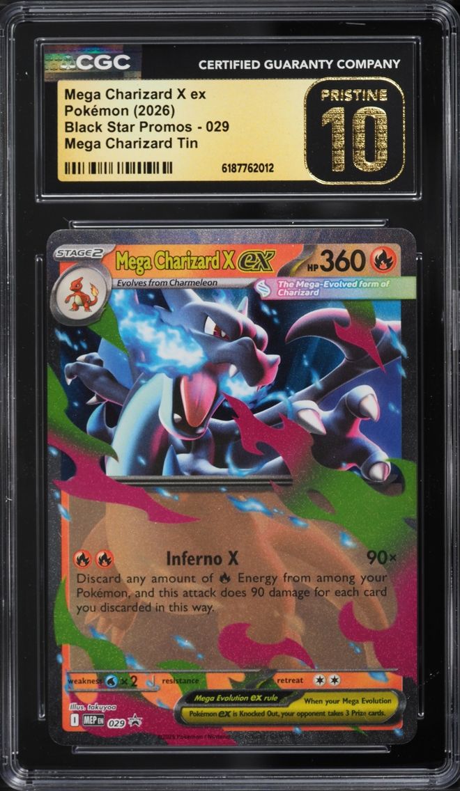 2026 #29 Mega Charizard X Ex CGC 10 Pokemon Mega Evolution Promo Tin