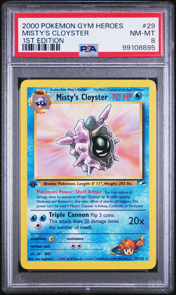 2000 #29 Misty's Cloyster 1st Edition PSA 8 Gym Heroes