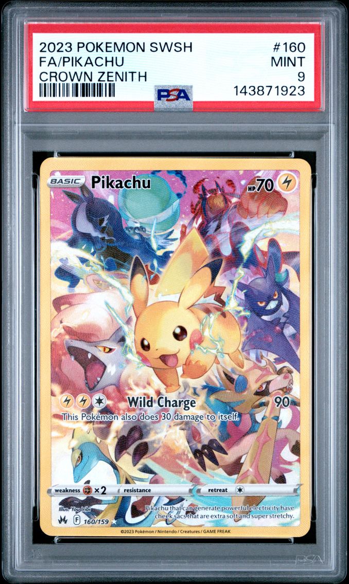 2023 #160 Full Art/Pikachu PSA 9 Sword and Shield Crown Zenith