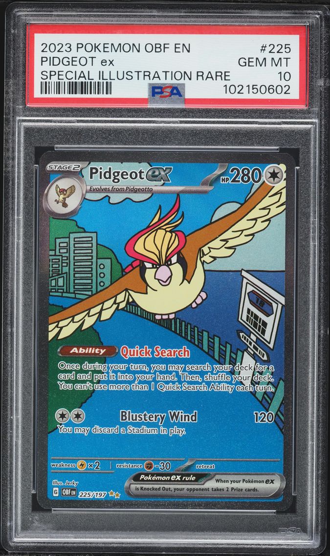 2023 #225 Pidgeot EX PSA 10 Obf EN-Obsidian Flames Pokemon