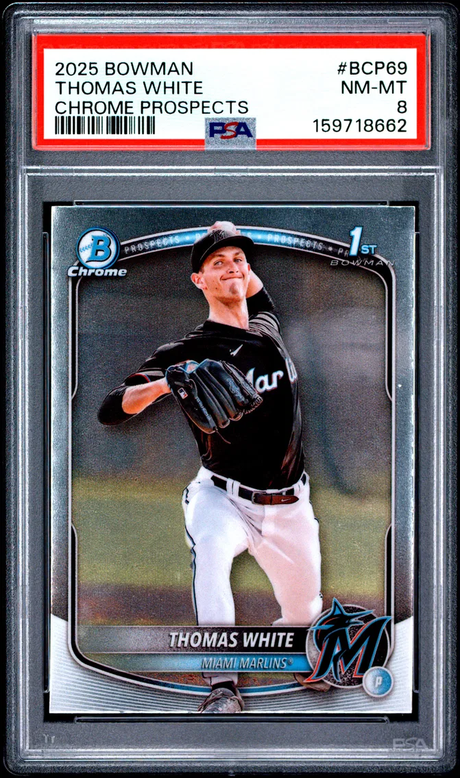 2025 #BCP69 Thomas White PSA 8 Bowman Chrome Prospects