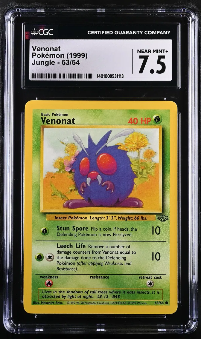 1999 Jungle - Unlimited - English Venonat #63 CGC 7.5