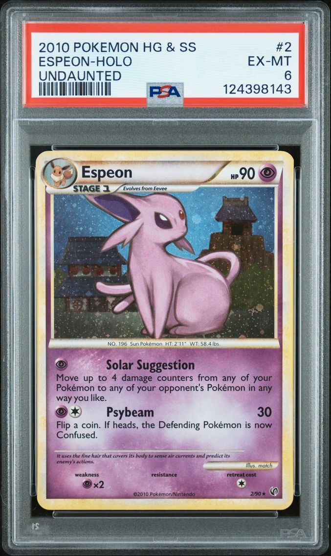 2010 #2 Espeon-Holo PSA 6 Heartgold & Soulsilver Undaunted Pokemon