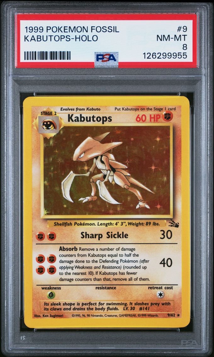 1999 #9 Kabutops-Holo PSA 8 Fossil