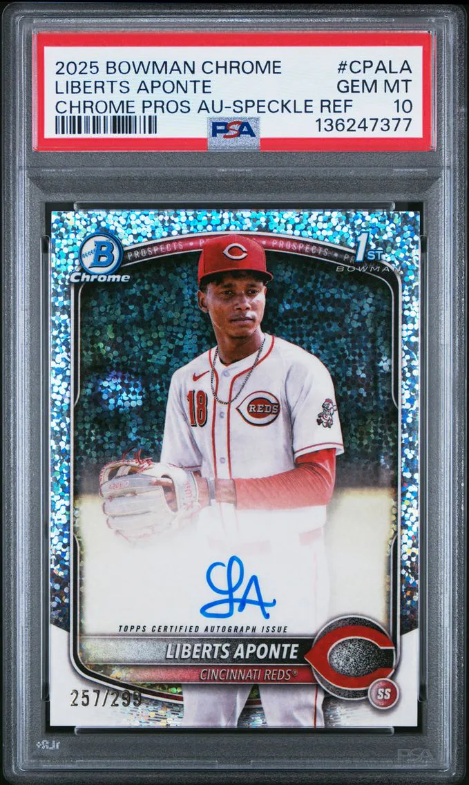 2025 #CPALA Liberts Aponte PSA 10 Bowman Chrome Prospect Autographs