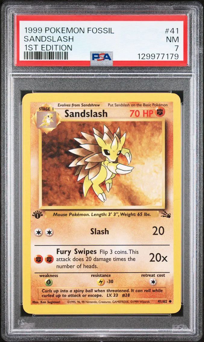 1999 #41 Sandslash 1st Edition PSA 7 Fossil
