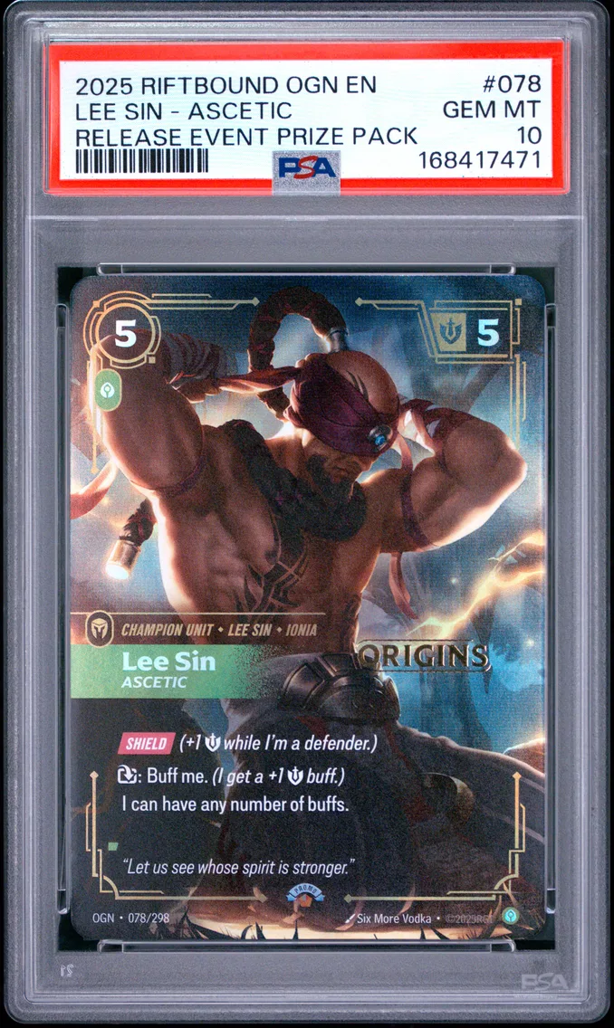 2025 #078 Lee Sin - Ascetic PSA 10 Riftbound: League of Legends Ogn-Origins
