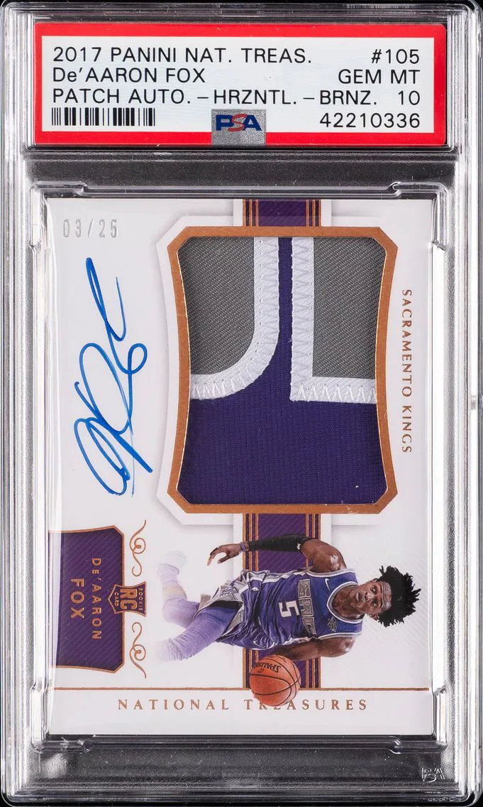 2017 #105 DE'Aaron Fox PSA 10 Panini National Treasures Basketball