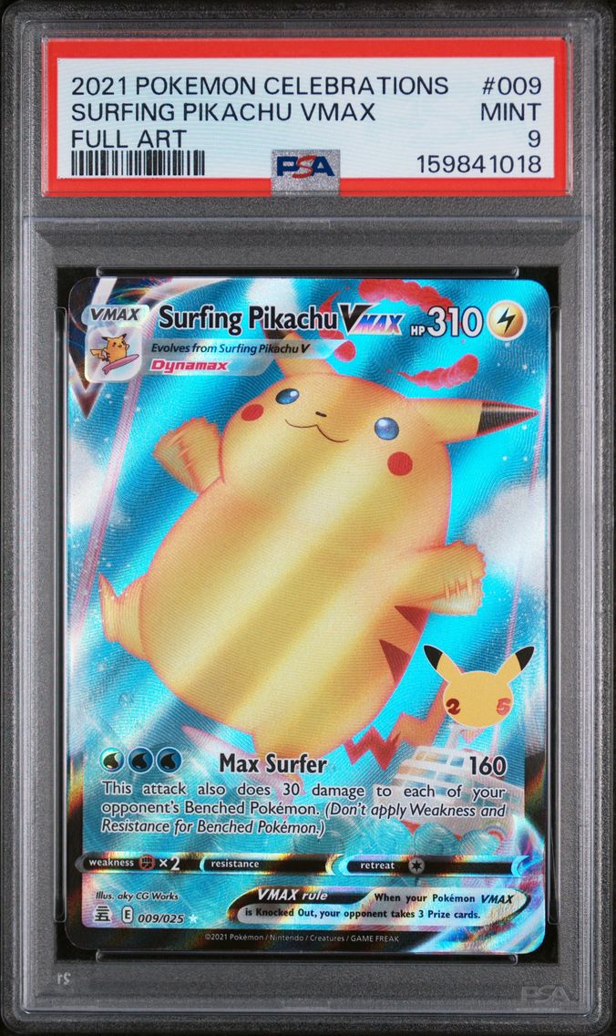 2021 #009 Full Art/Surfing Pikachu Vmax PSA 9 Celebrations