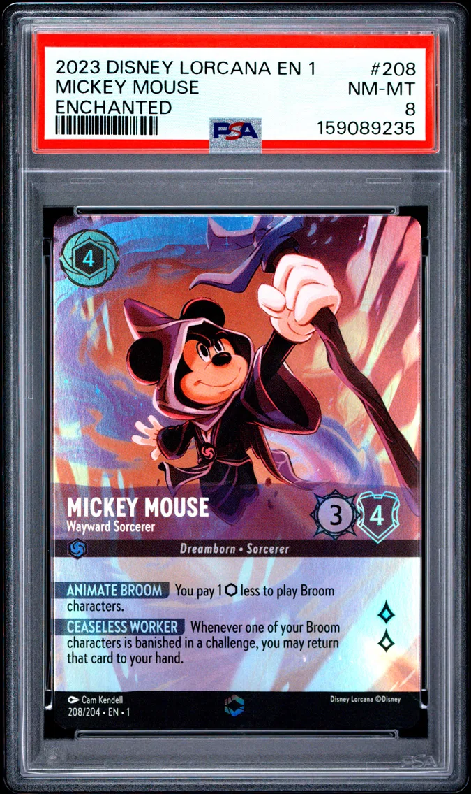 2023 #208 Mickey Mouse - Wayward Sorcerer PSA 8 Disney Lorcana EN 1-the First Chapter