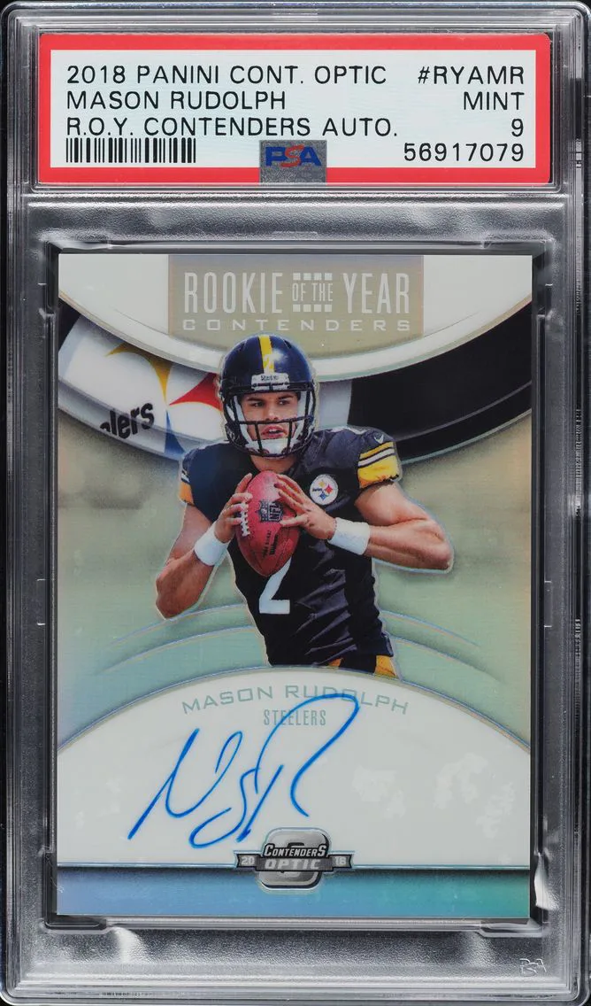 2018 PANINI CONTENDERS OPTIC ROY MASON RUDOLPH ROOKIE AUTO #RYA-MR PSA 9 MINT