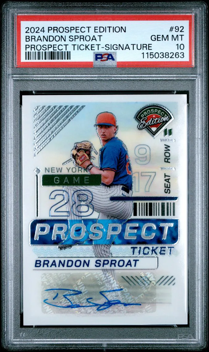 2024 #92 Brandon Sproat PSA 10 Panini Prospect Edition Prospect Ticket