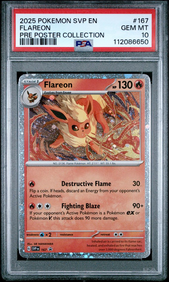 2025 #167 Flareon PSA 10 Svp EN-SV Black Star Promo Pokemon
