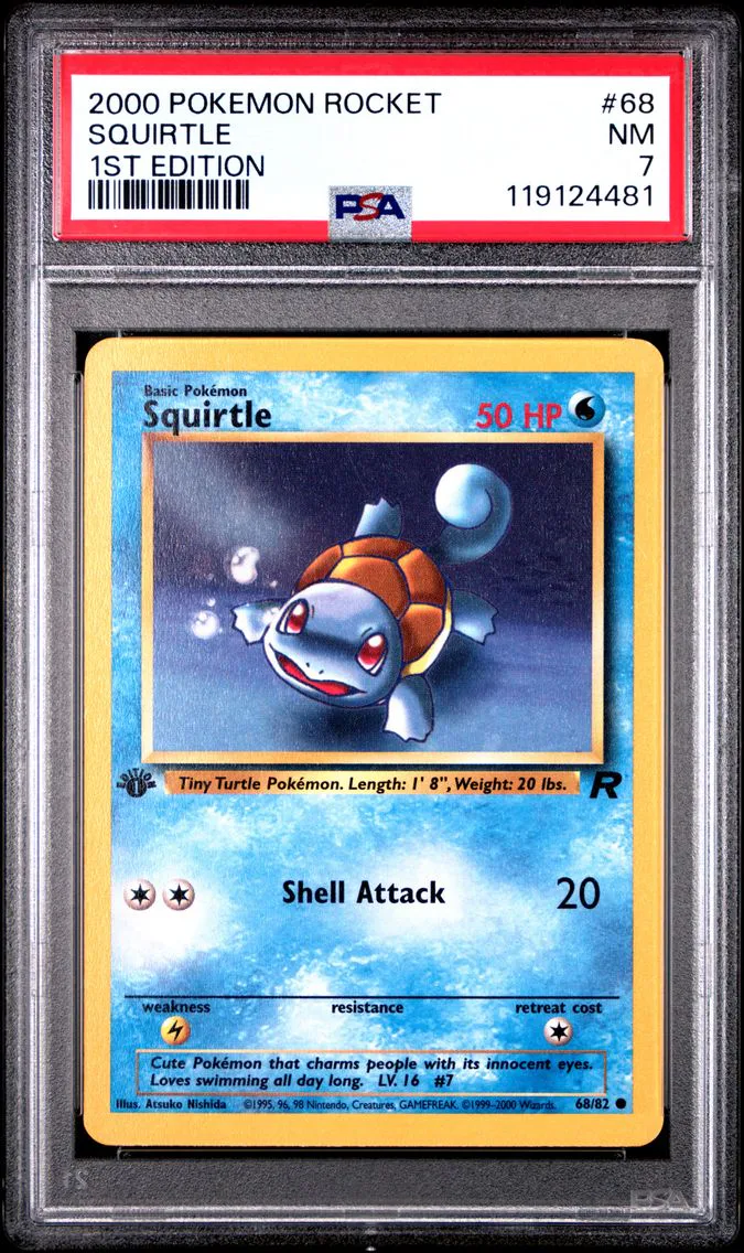 2000 #68 Squirtle 1st Edition PSA 7 Rocket