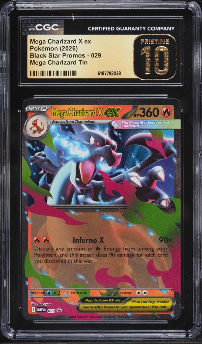 2026 #29 Mega Charizard X Ex CGC 10 Pokemon Mega Evolution Promo Tin