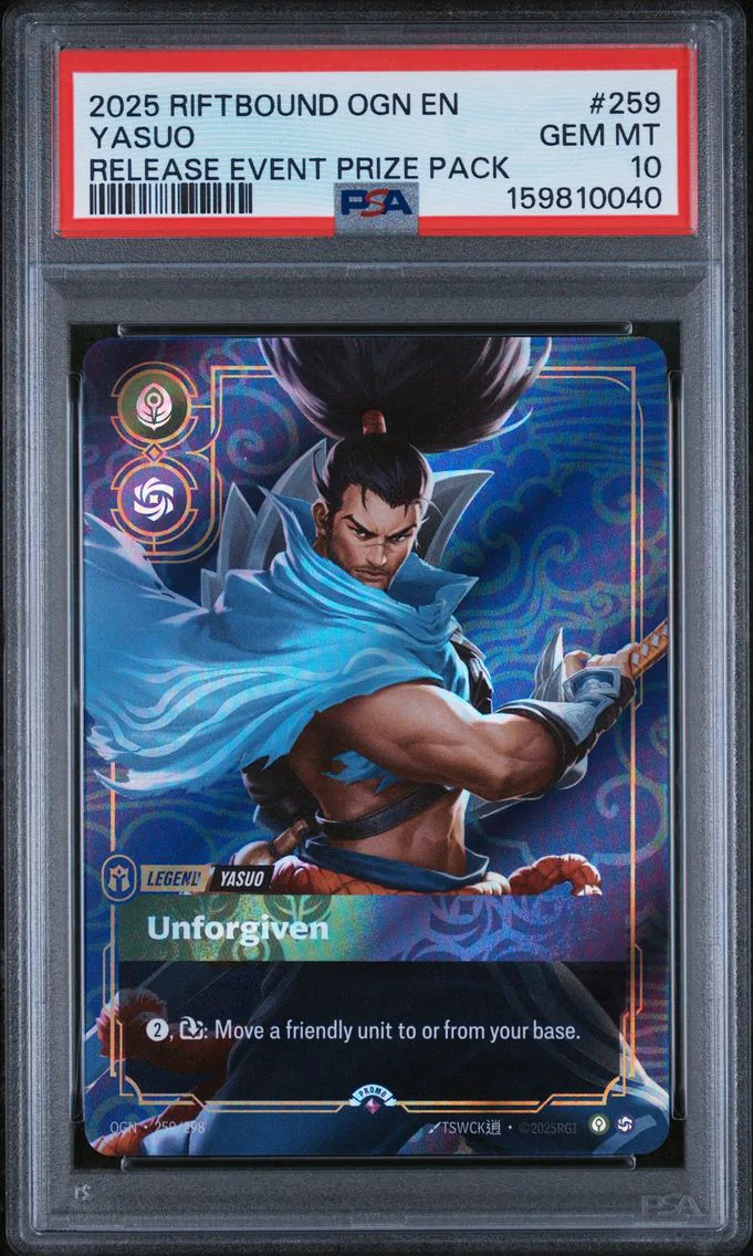2025 #259 Yasuo - Unforgiven PSA 10 Riftbound: League of Legends Ogn-Origins