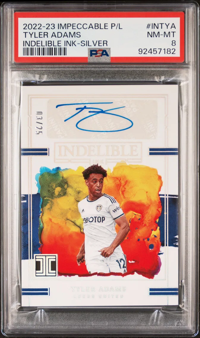 2022 #INTYA Tyler Adams PSA 8 Panini Impeccable Premier League Indelible Ink