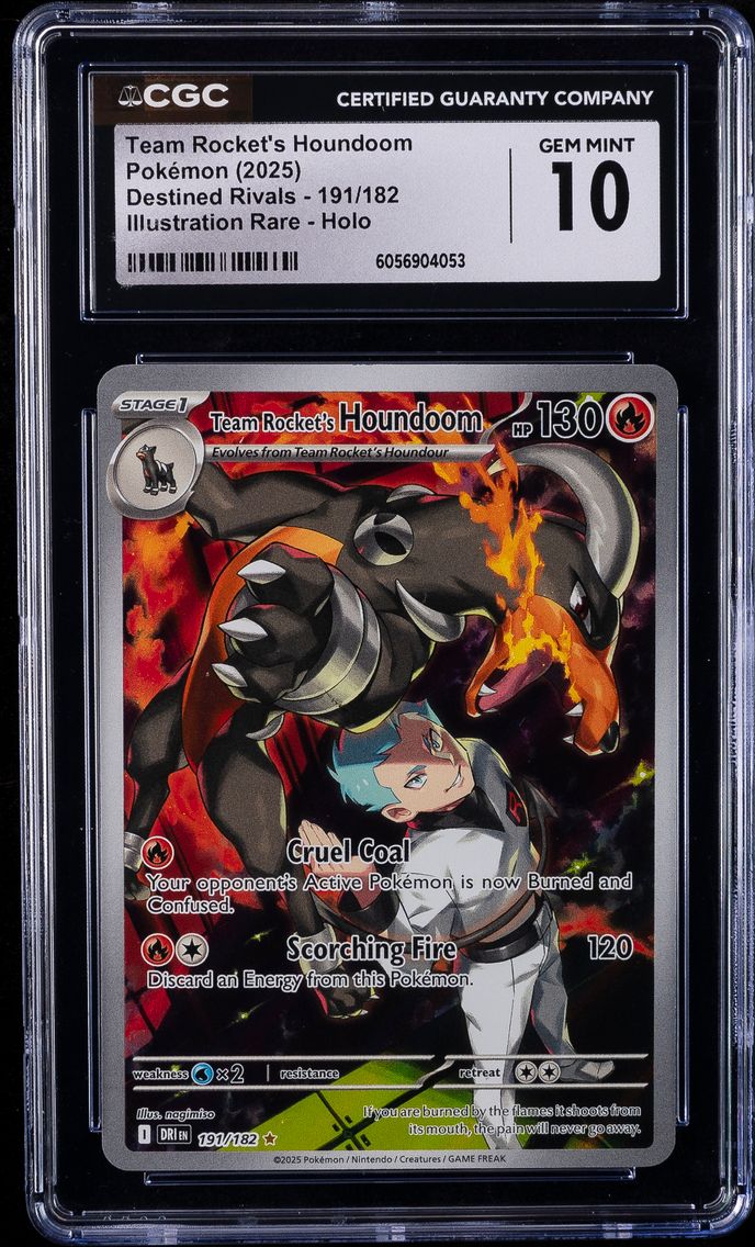 2025 #191 Team Rocket's Houndoom CGC 10 Dri EN-Destined Rivals Pokemon
