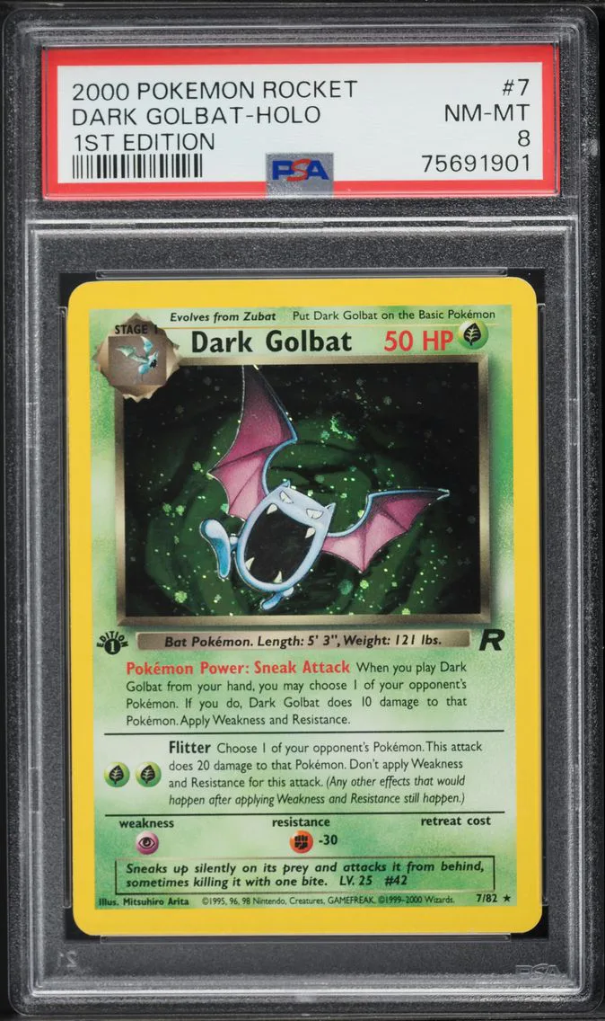 2000 #7 Dark Golbat-Holo 1st Edition PSA 8 Rocket Pokemon