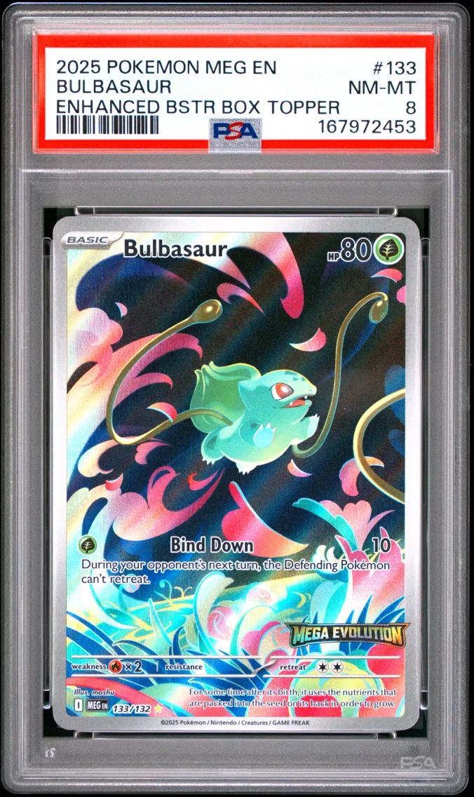 2025 #133 Bulbasaur PSA 8 Meg EN-Mega Evolution
