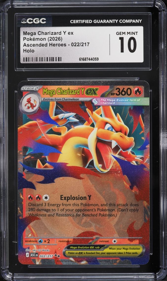 2026 Pokemon Mega Evolution Ascended Heroes Holo Mega Charizard Y ex #22 CGC 10 GEM MINT