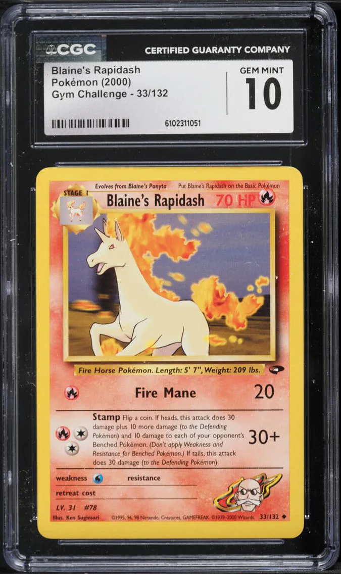 2000 #33 Blaine's Rapidash CGC 10 Pokemon Gym Challenge