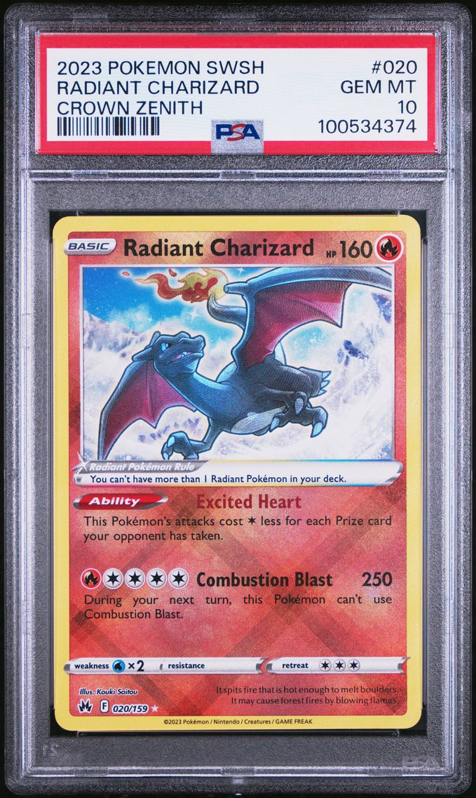 2023 #020 Radiant Charizard PSA 10 Sword and Shield Crown Zenith Pokemon