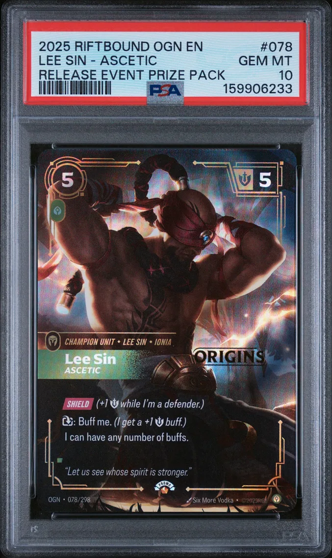 2025 #078 Lee Sin - Ascetic PSA 10 Riftbound: League of Legends Ogn-Origins