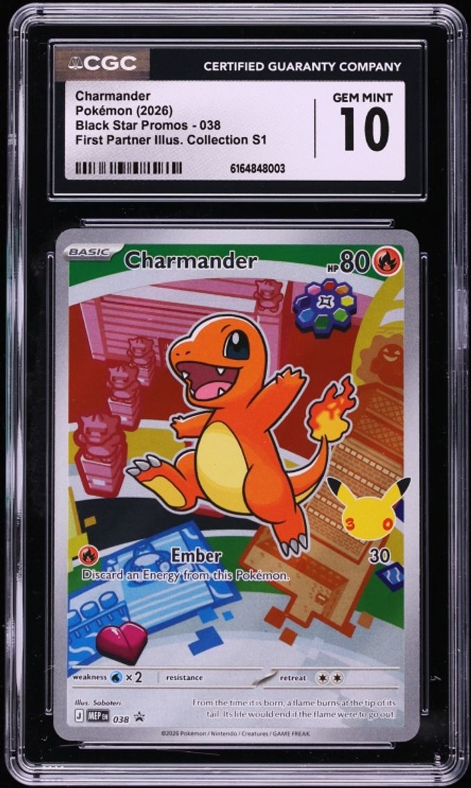 2026 Pokemon Mega Evolution Promo First Partner Illustration Full Art Charmander #38 CGC 10 GEM