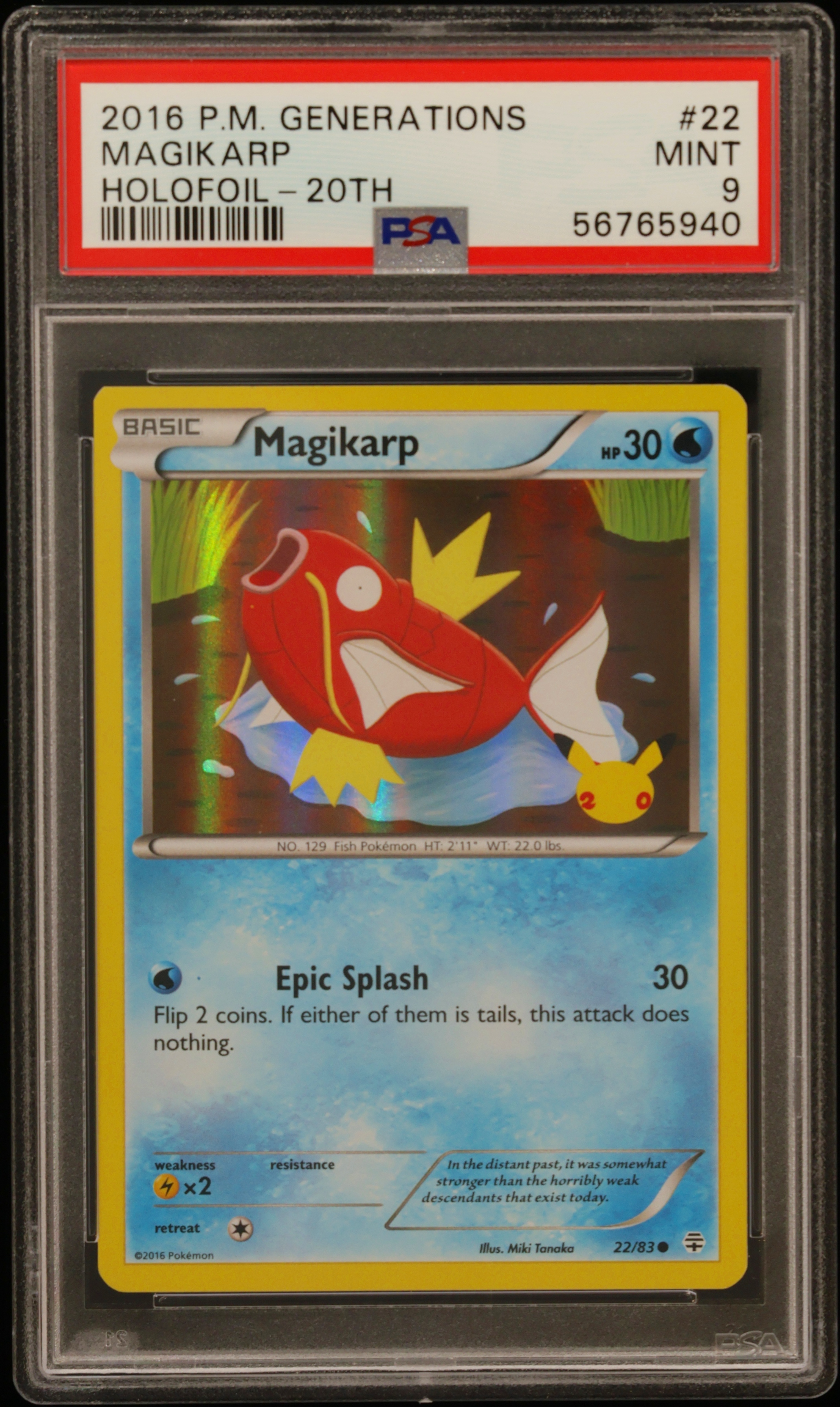 2016 #22 Magikarp PSA 9 Xy Generations