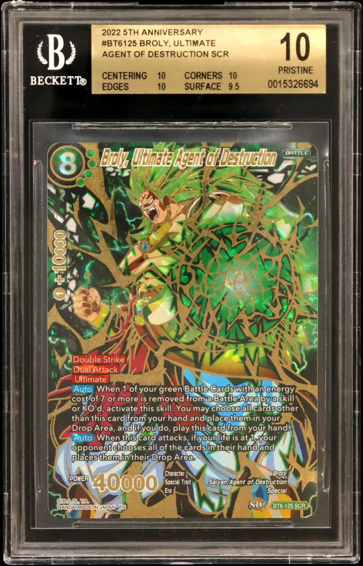 2022 #BT6125 Broly, Ultimate Agent of Destruction SCR BGS 10 Dragon Ball Super 5th Anniversary