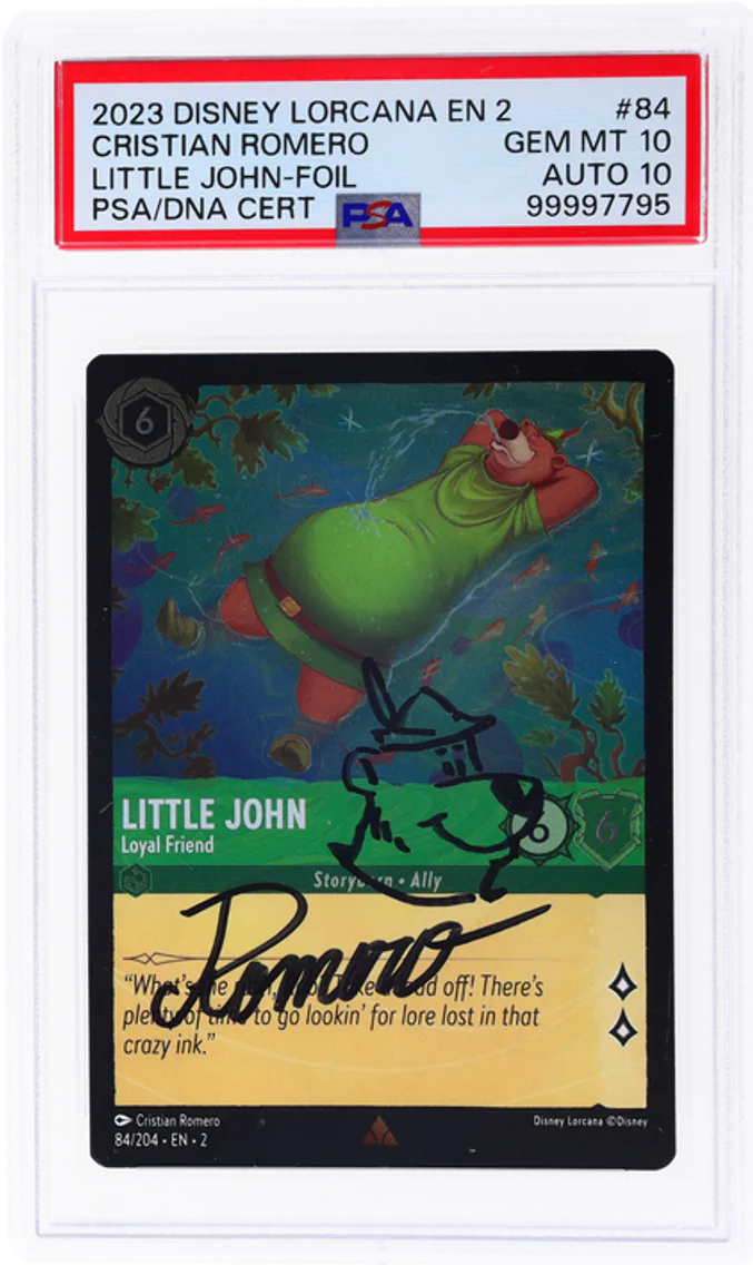 2023 #84 LITTLE JOHN PSA 10 DISNEY LORCANA EN 2 | FOIL SIGNED CRISTIAN ROMERO