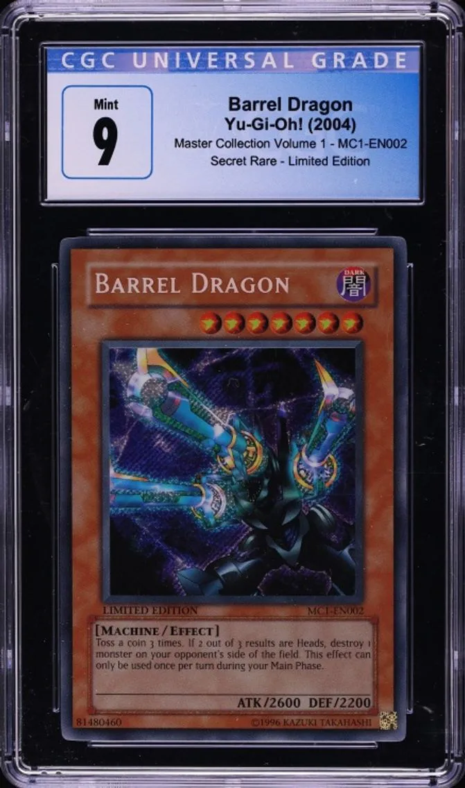 2004 #MC1-EN002 Barrel Dragon CGC 9 Yu-Gi-Oh! MC Volume 1 Limited Edition