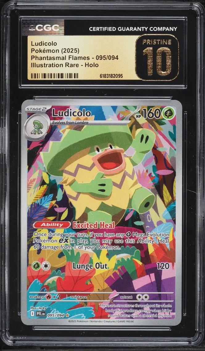 2025 #95 Ludicolo CGC 10 Pokemon Mega Evolution Phantasmal Flames IR