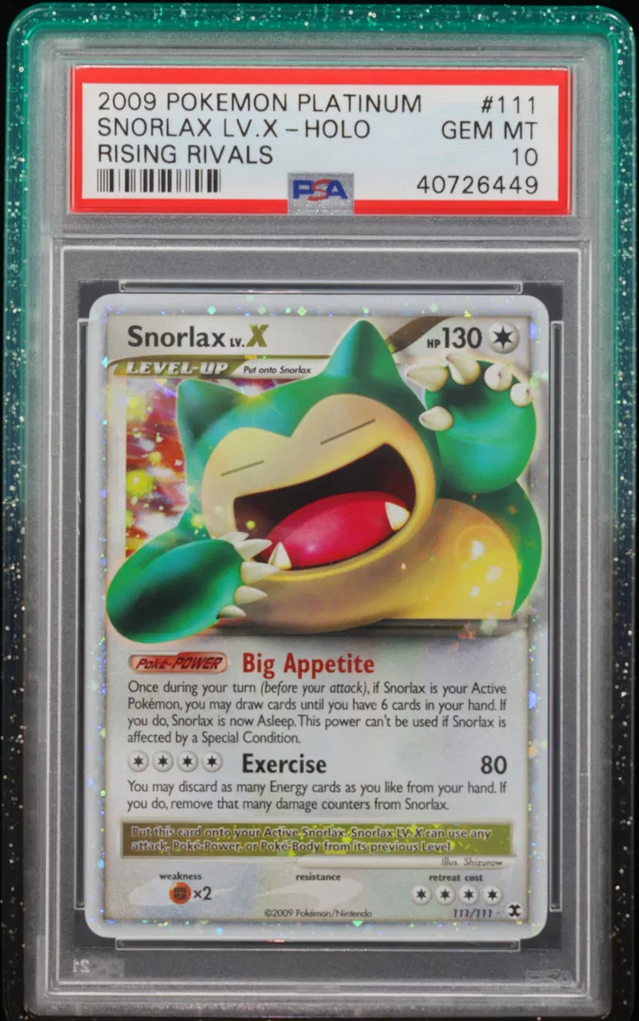 2009 #111 Snorlax LV.X-Holo PSA 10 Platinum Rising Rivals