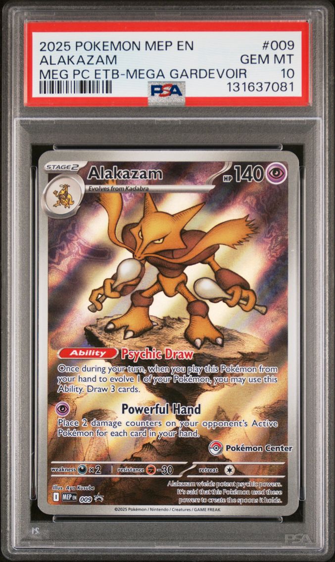 2025 #009 Alakazam PSA 10 Mep EN-Me Black Star Promo