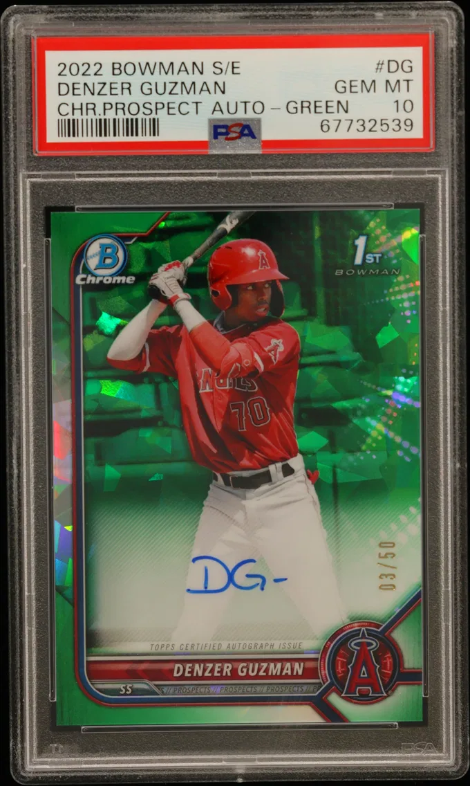 2022 #DG DENZER GUZMAN PSA 10 Bowman Sapphire Edition Chrome Prospect Autographs