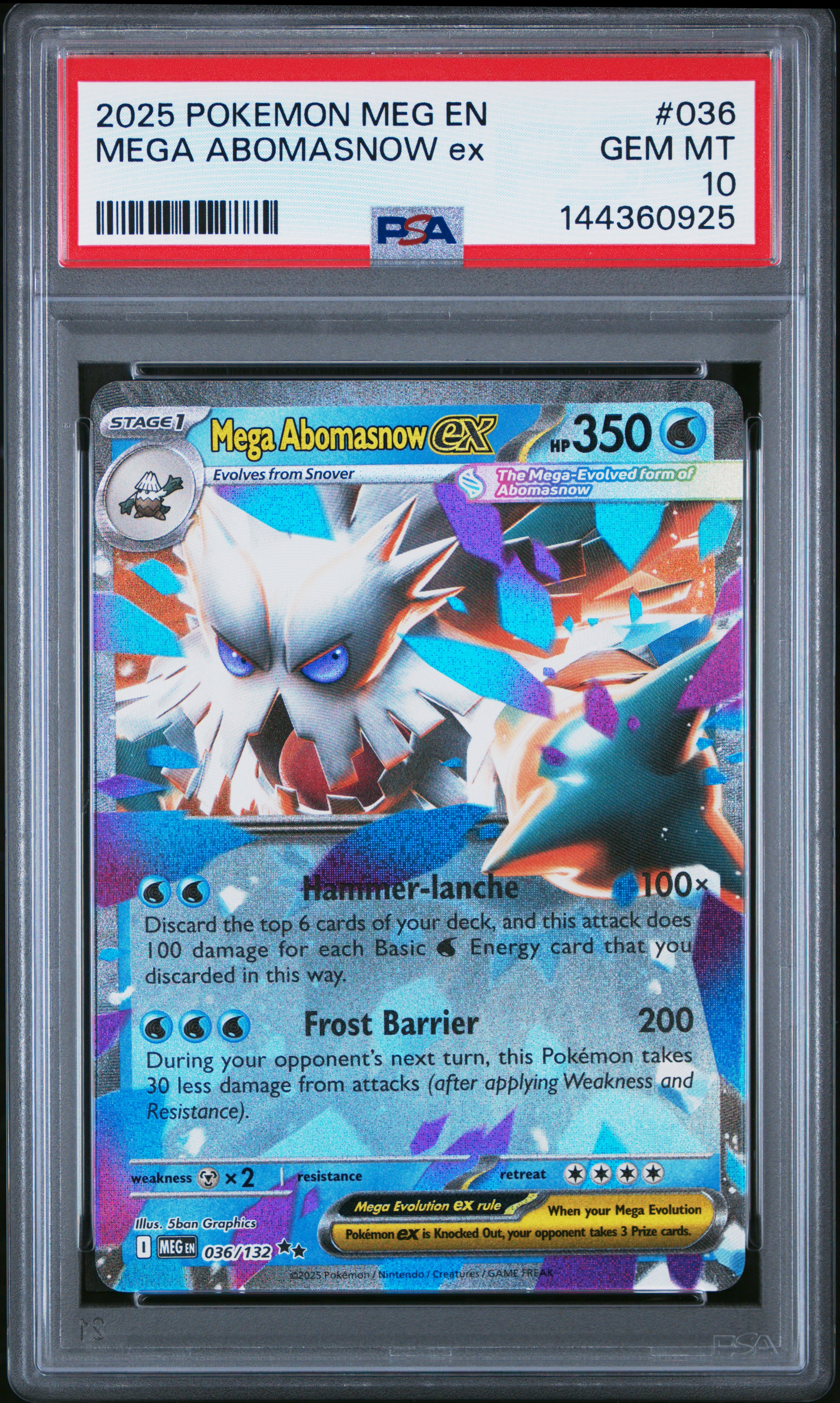 2025 #036 Mega Abomasnow Ex PSA 10 Meg En-Mega Evolution