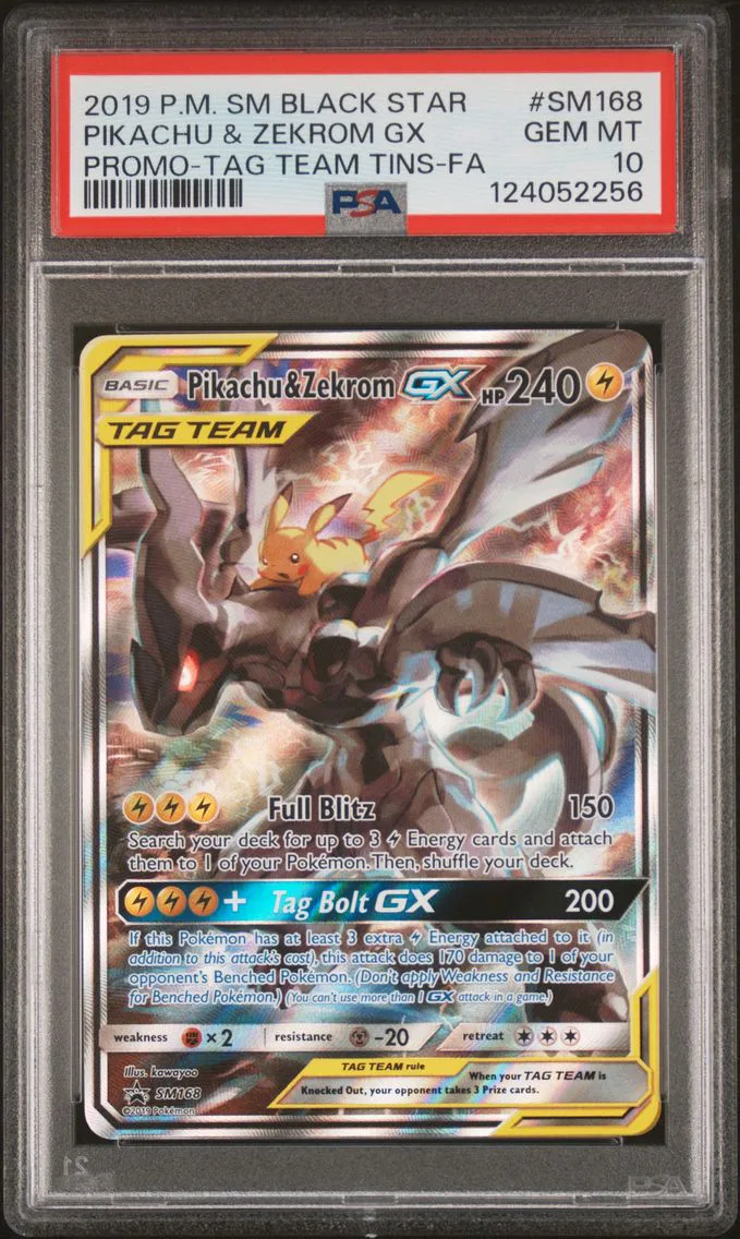 2019 #SM168 Full Art/Pikachu & Zekrom GX PSA 10 SM Black Star Promo Pokemon