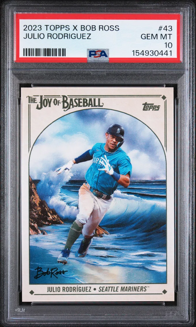 2023 #43 Julio Rodriguez PSA 10 Topps X Bob Ross the Joy of Baseball