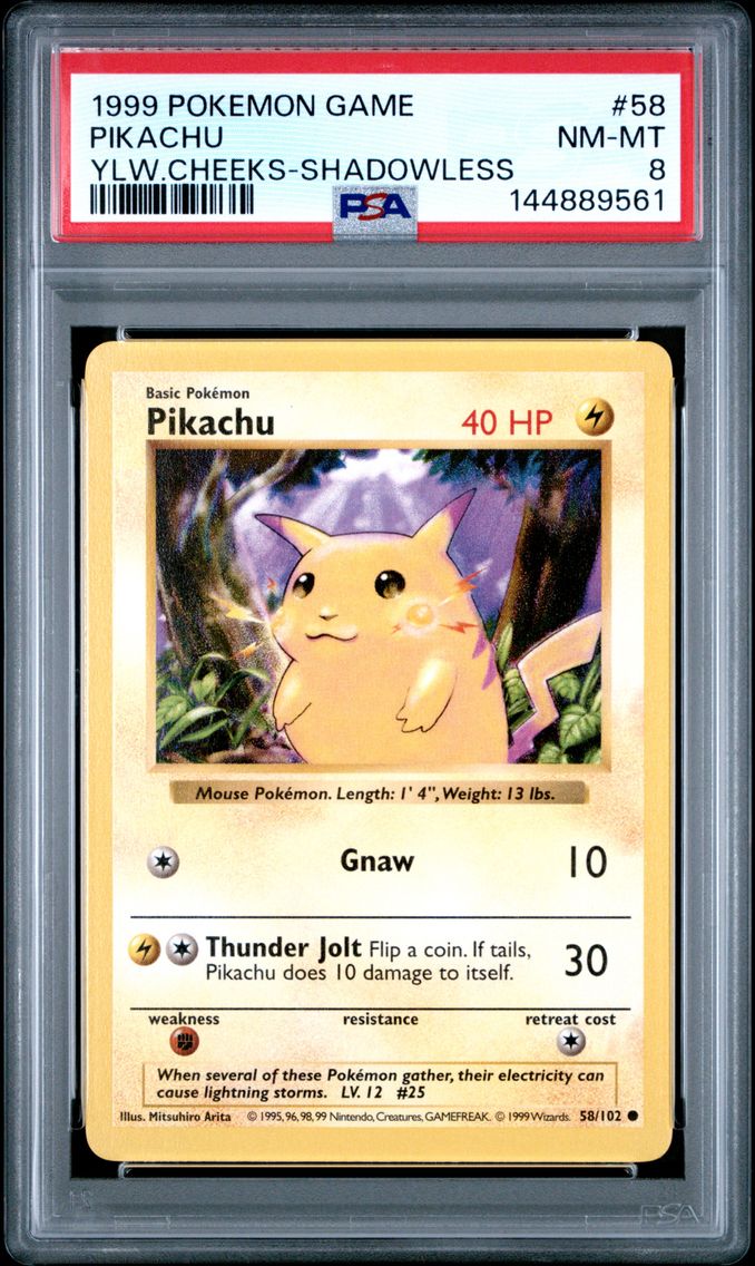 1999 #58 Pikachu PSA 8 Game